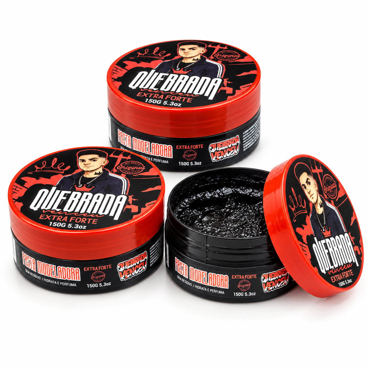 Pasta Modeladora 150g Na Quebrada Venceu – Extra Forte Pasta modeladora 150g Na Quebrada Venceu Extra Forte para cabelo masculino