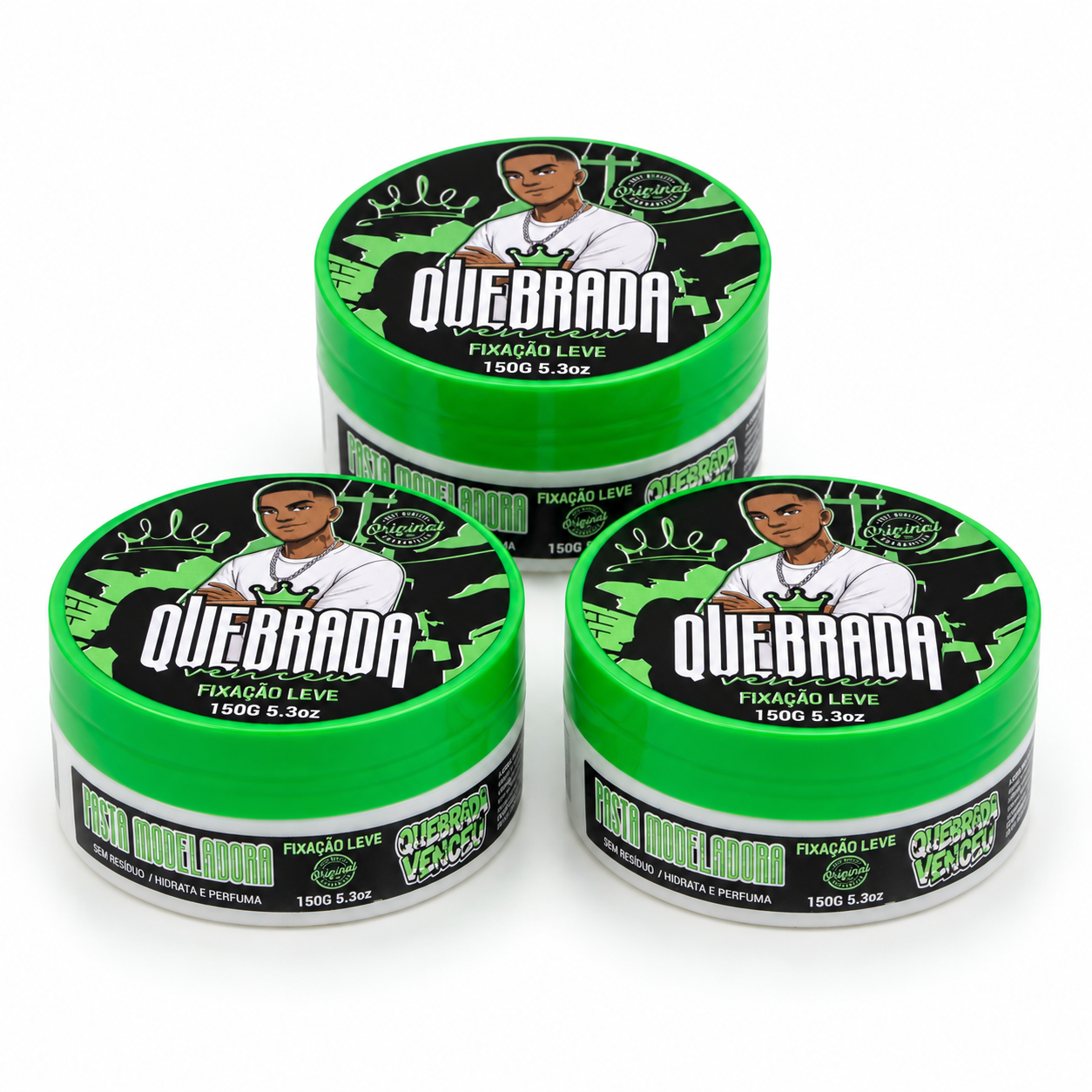 Pasta Modeladora 150g Na Quebrada Venceu – Fixação Leve Pasta modeladora 150g Na Quebrada Venceu Fixação Leve para cabelo masculino