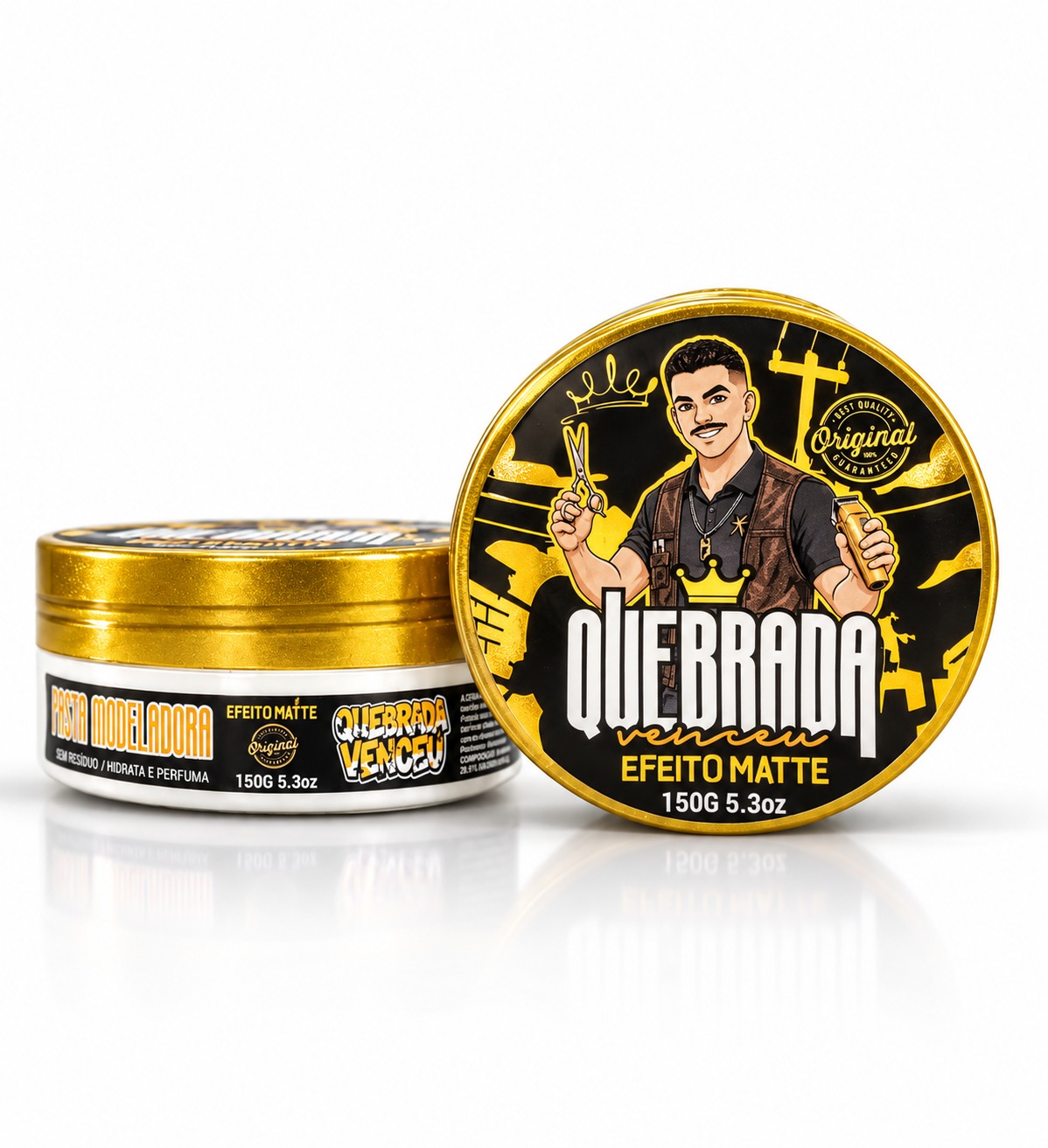 Pasta Modeladora 150g Na Quebrada Venceu – Efeito Matte Pasta modeladora 150g Na Quebrada Venceu Efeito Matte para cabelo masculino