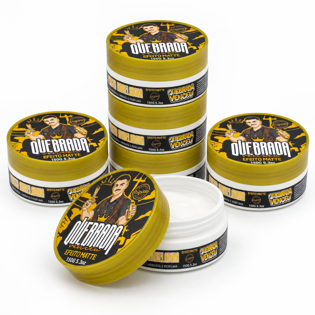 Pasta Modeladora 150g Na Quebrada Venceu – Efeito Matte Pasta modeladora 150g Na Quebrada Venceu Efeito Matte para cabelo masculino